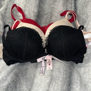 32C Victoria’s Secret Dream Angels Push Up Bra in Black Lace | Lot of 3